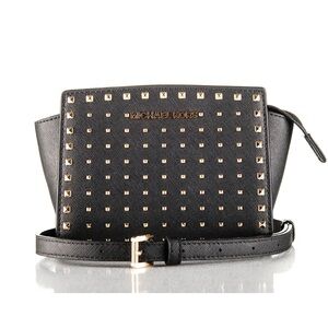 Michael Kors Black Selma Studded Crossbody Bag